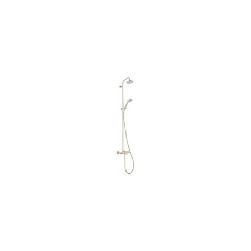 Hansgrohe 27143821 Croma Tub Shower Pipe, 3-Function Shower Head, 2 gpm Flow Rate, Full/Intense Turbo/Pulsating Massage Spray, Brushed Nickel, Import