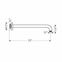 Hansgrohe 27413821 Raindance Showerarm, 15 in L, 1/2 in FNPT Inlet, Import