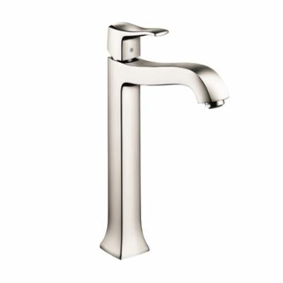 Hansgrohe 31078831 Metris C Tall Bathroom Faucet, Commercial, 1.2 gpm Flow Rate, 9-3/4 in H Spout, 1 Handles, Pop-Up Drain, 1 Faucet Holes, Polished Nickel, Function: Traditional