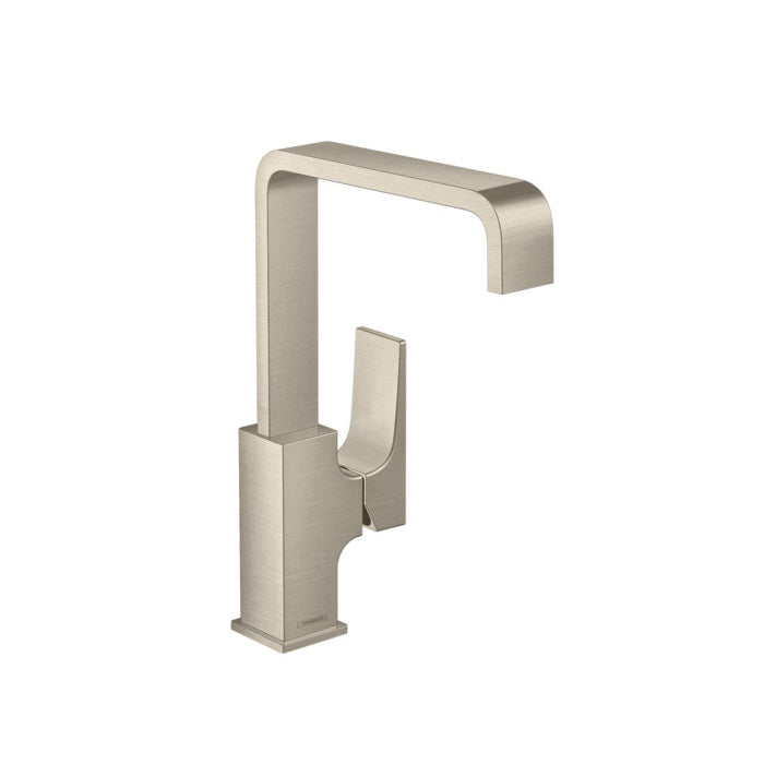 Hansgrohe 32511821 Bathroom Faucet, Metropol 230, 1.2 gpm Flow Rate, 8-7/8 in H Spout, 1 Handles, Pop-Up Drain, 1 Faucet Holes, Brushed Nickel, Function: Traditional