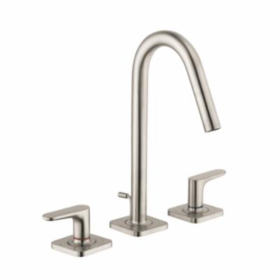 AXOR 34133821 Widespread Bathroom Faucet, Citterio M, Commercial, 1.2 gpm Flow Rate, 6-1/8 in H Spout, 8 in Center, Brushed Nickel, 2 Handles, Pop-Up Drain