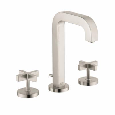 AXOR 39133821 Widespread Bathroom Faucet, Citterio M, Commercial, 1.2 gpm Flow Rate, 6-9/16 in H Spout, 8 in Center, Brushed Nickel, 2 Handles, Pop-Up Drain