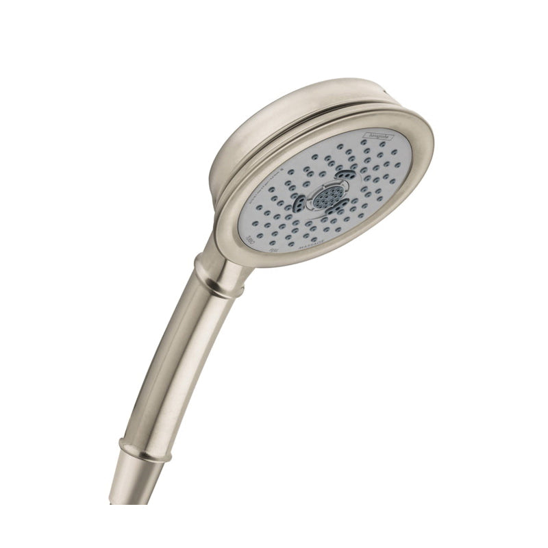 Hansgrohe 4753820 Croma 100 Classic Hand Shower, 4-1/2 in Dia 3-Function Shower Head, 1.8 gpm Flow Rate, G 1/2 Connection, Brushed Nickel