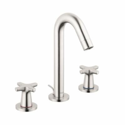 Hansgrohe 71323821 Widespread Bathroom Faucet, Logis Classic, 1.2 gpm Flow Rate, 6 in H Spout, 8 in Center, Brushed Nickel, 2 Handles, Pop-Up Drain, Domestic