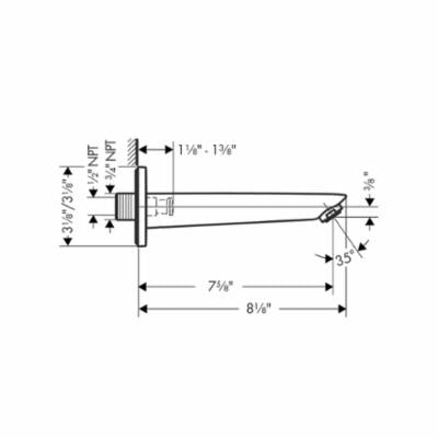 Hansgrohe 71410821 Logis Tub Spout, 7-5/8 in L x 3/8 in H, Solid Brass, Brushed Nickel, Domestic