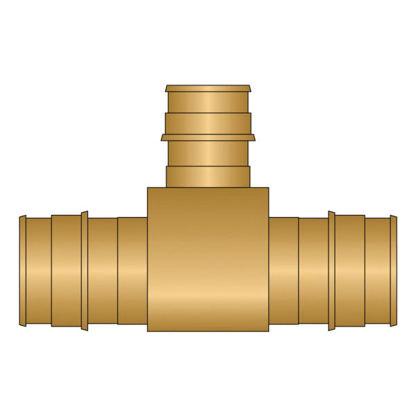 HeatLink® EX26882NL EX26000NL Reducing Tee, 1 x 1 x 3/4 in Nominal, PEX F1960 End Style, Brass, Import