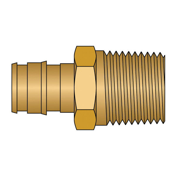 HeatLink® EX27505NL EX27500NL Adapter, 1/2 in Nominal, PEX F1960 x MNPT End Style, Brass, Import
