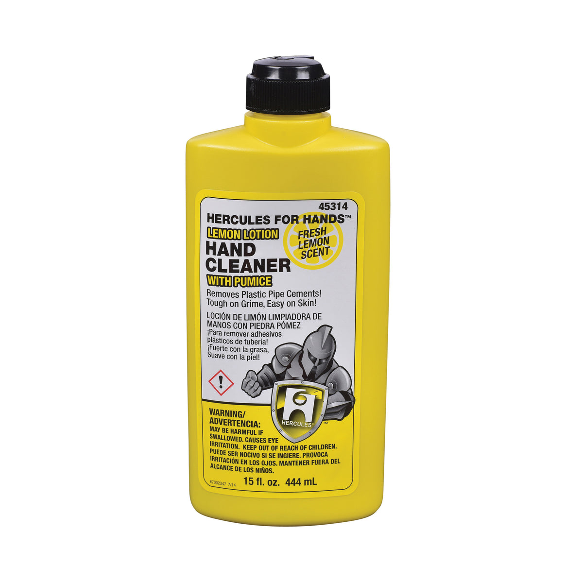 Hercules® 45314 Lemon Lotion Hand Cleaner, 16 oz Nominal, Liquid Form, Sweet Lemon Odor/Scent, Orange/Yellow