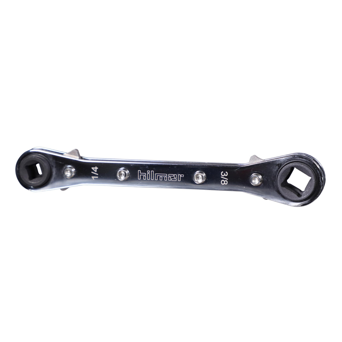 Hilmor® 1839042 Straight Service Wrench, 1/4 x 3/16 in and 3/8 x 5/16 in Square, 0.9 in OAL, Metal, Polished Chrome