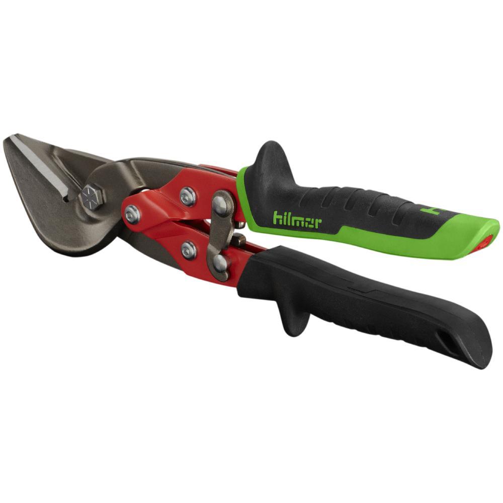Hilmor® 1891137 Offset Aviation Snip, 18 ga Cold Rolled Steel, 22 ga Stainless Steel, Left/Straight Snip, High Carbon Steel Blade, Metal Handle
