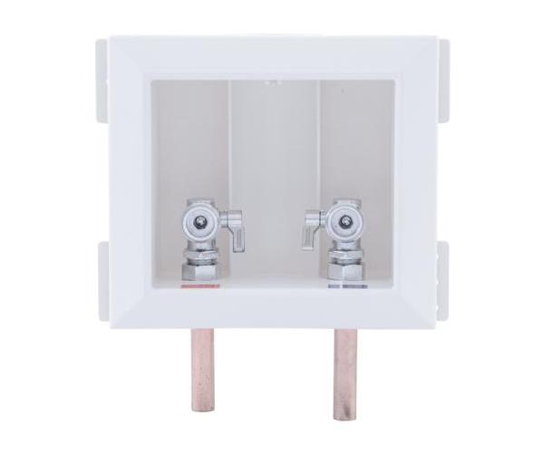 Holdrite® HR-W-M HR-W Quarter-Turn Handle Washing Machine Outlet Box, 3/4 in MHT, For Use With Different Pipe Type Such as Copper,PEX,or CPVC, 160 degree F Temperature/125 psi Pressure, ABS, White