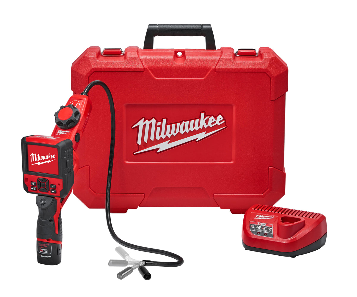 Milwaukee® M12™ 2317-21 Cordless Inspection Camera Cable, 12.5 mm Dia x 3 ft L Probe, 3-1/2 in LCD Display, Black/Red