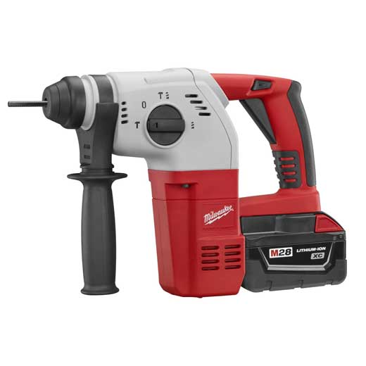 Milwaukee® 0756-22 M28™ Cordless Rotary Hammer Kit, 1 in Keyless/SDS Plus® Chuck, 28 VDC, 0 to 1400 rpm No-Load, Li-Ion Battery