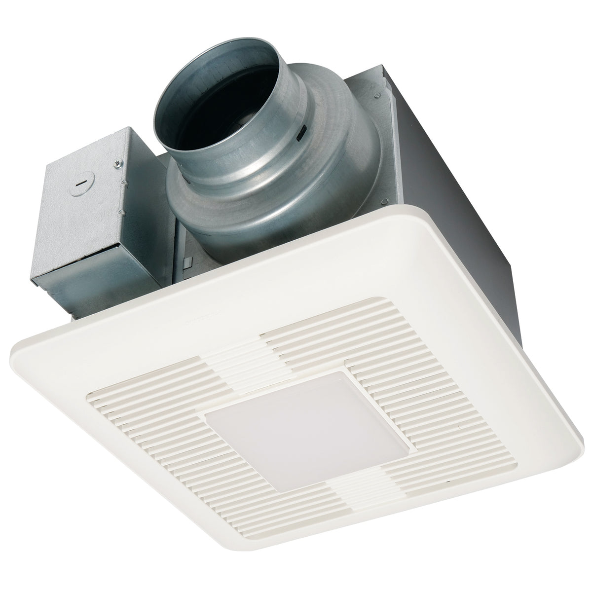 Panasonic WhisperCeiling® DC™ FV-0511VQL1 Round Duct Square Grille Ventilation Fan/Light With ECM Motor, L-Shaped Mounting Bracket, 120 V AC, Zinc Aluminum Magnesium Housing