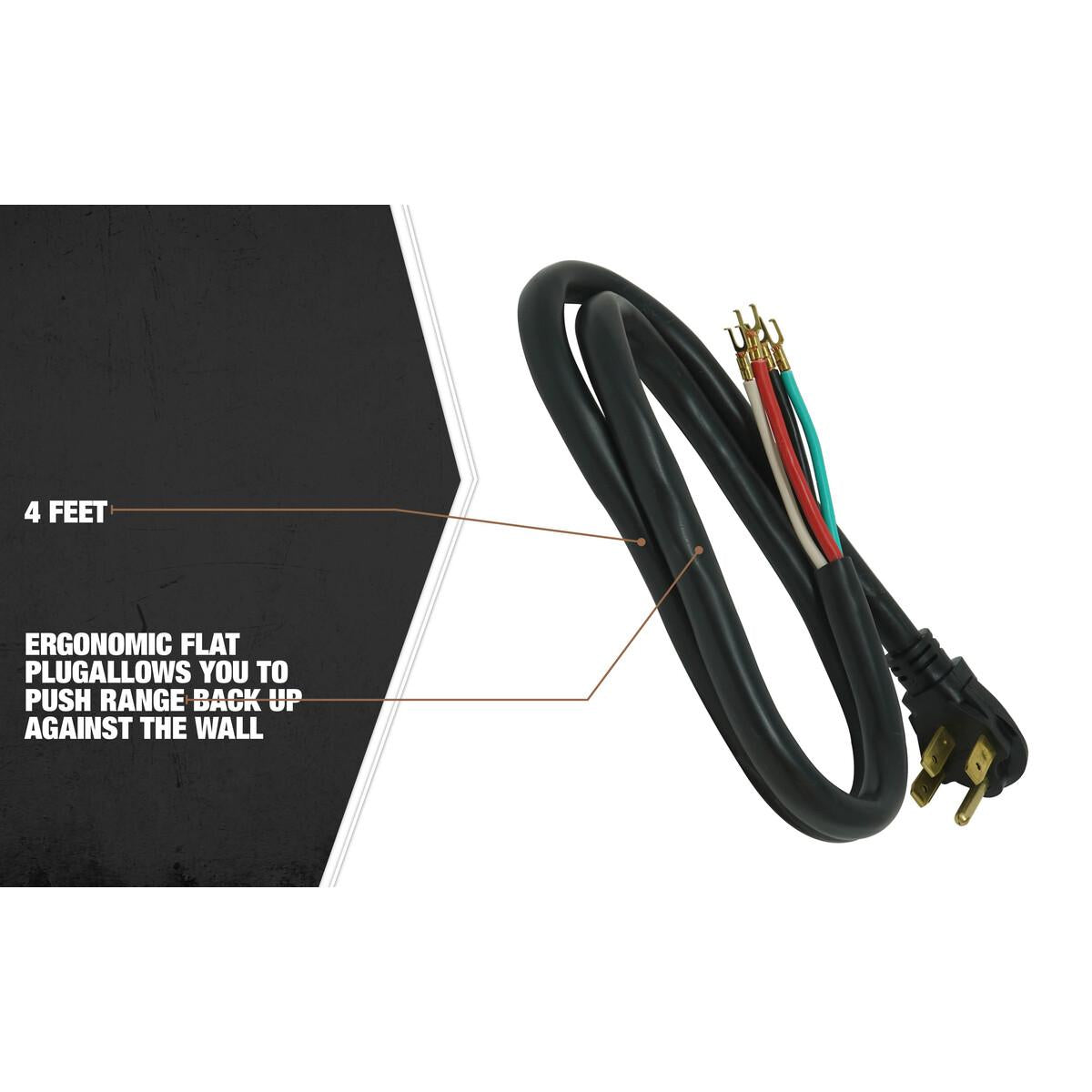 Southwire® 9044SW8808 Range Cord Set, 125/250 V AC, NEMA 14-50P End Connection, 4 ft L Cord, 6 AWG Conductor, PVC