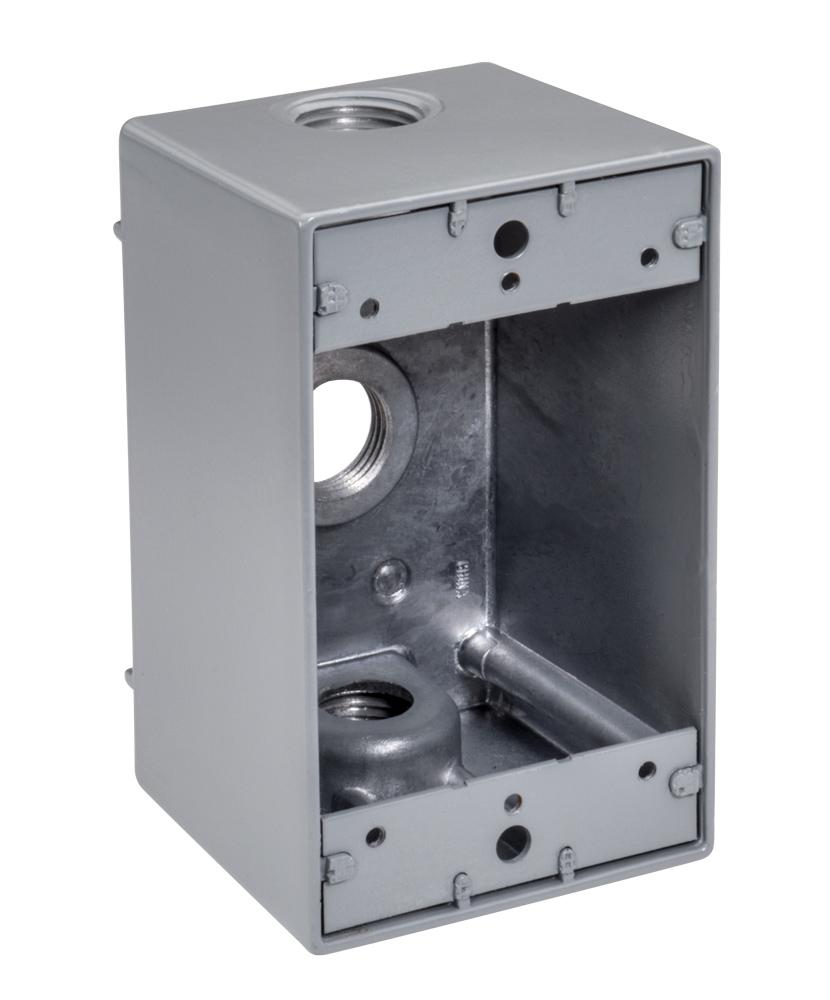 3-Hole Weatherproof Box with Knockout - Wall Mount - 1 Gangs