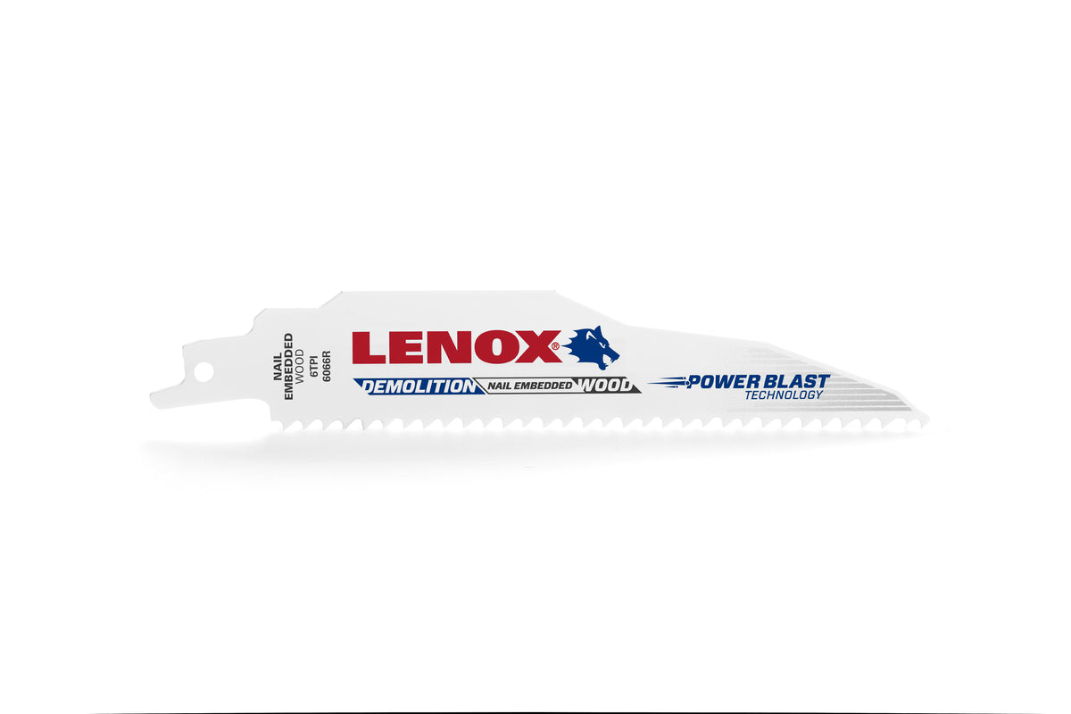 Lenox® 205126066R Demolition Reciprocating Saw Blade, 6 in L x 1 in W, 6 TPI, Bi-Metal Body, U-Shank Tang
