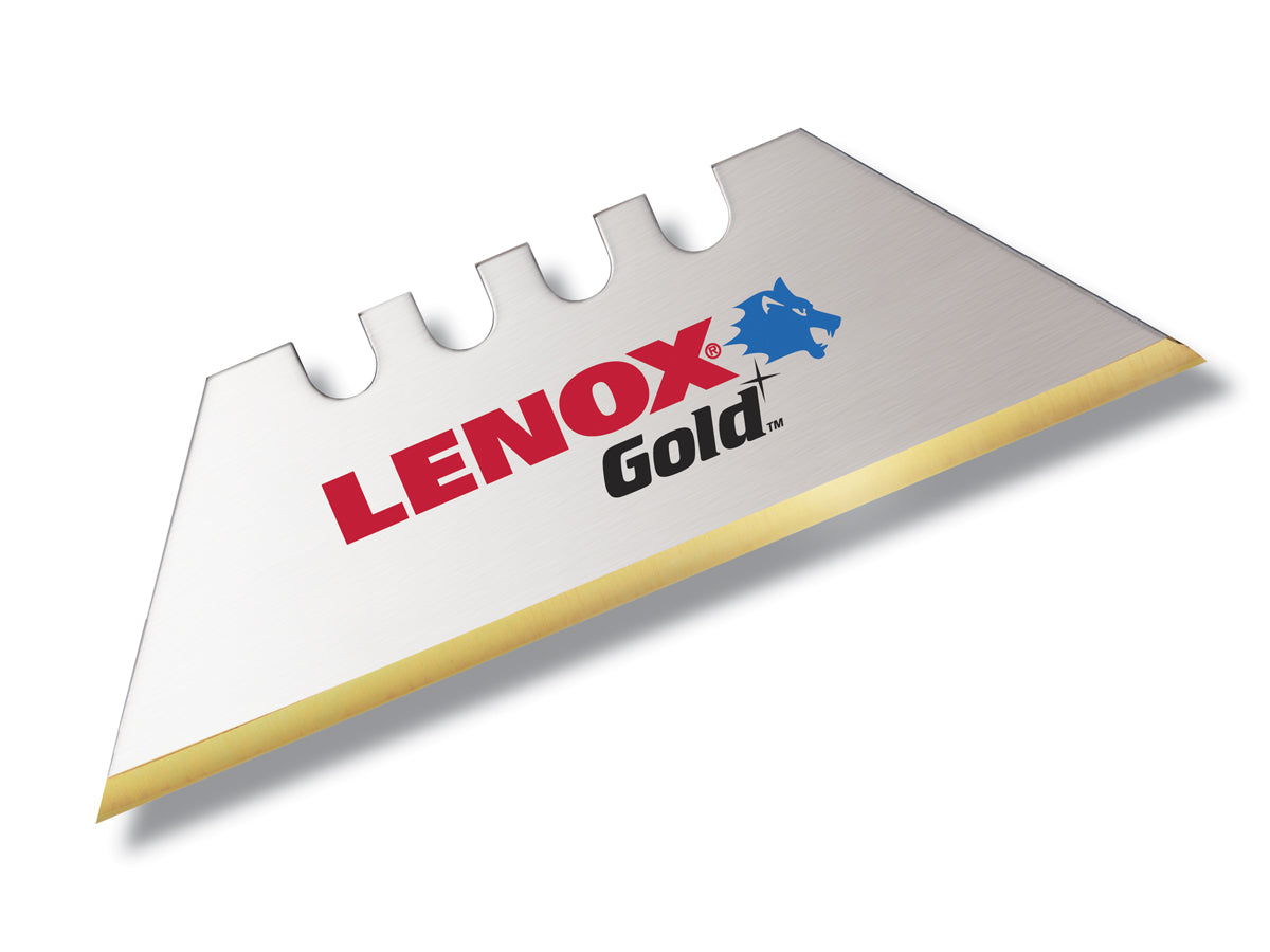 Lenox® Gold® 20351GOLD50D Round Point Utility Knife Blade, Compatible With Standard Utility Knife, 0.038 in THK