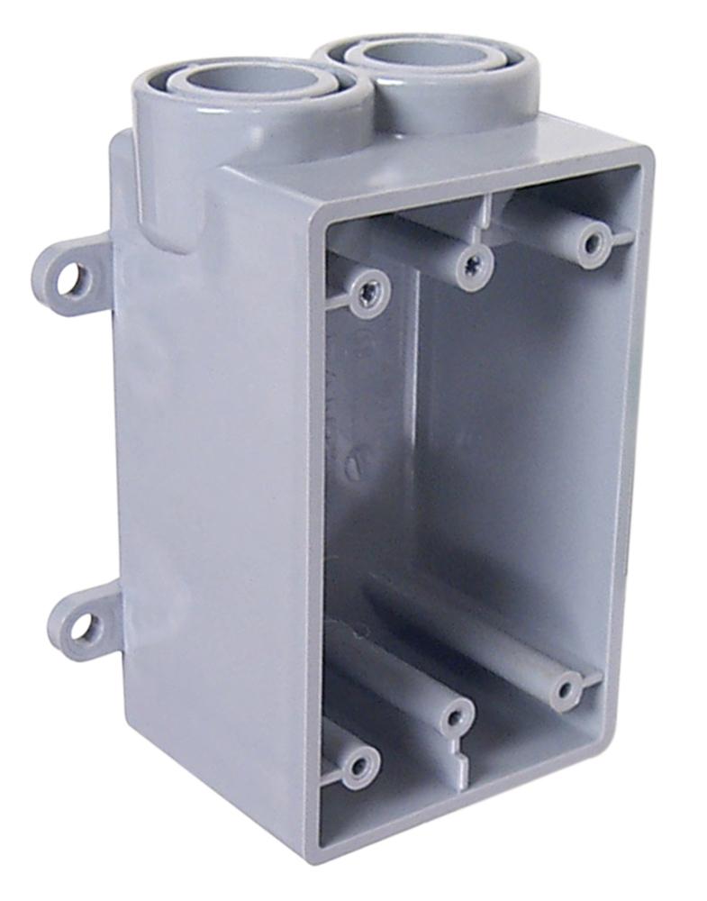 Southwire - Topaz 1295 2-Hole Type FSS SCH 40 Weatherproof Box With Knockout, PVC, 1 Gangs, 1 Outlets, 4-9/16 in H x 2-7/8 in W x 2-3/8 in D