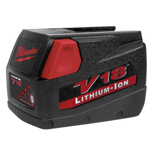Milwaukee® 48-11-1830 Lightweight Rechargeable Slide Style Cordless Battery Pack, 3 Ah Li-Ion Battery, 18 V DC Charge, For Use With V18™ Cordless Power Tool