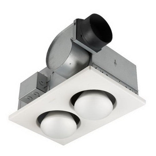 NuTone® 9427P Ventilation Heater/Fan/Light, 70 cfm Flow Rate, 4 in Dia Duct, 250 W Lamp, 120 V AC, 500 W