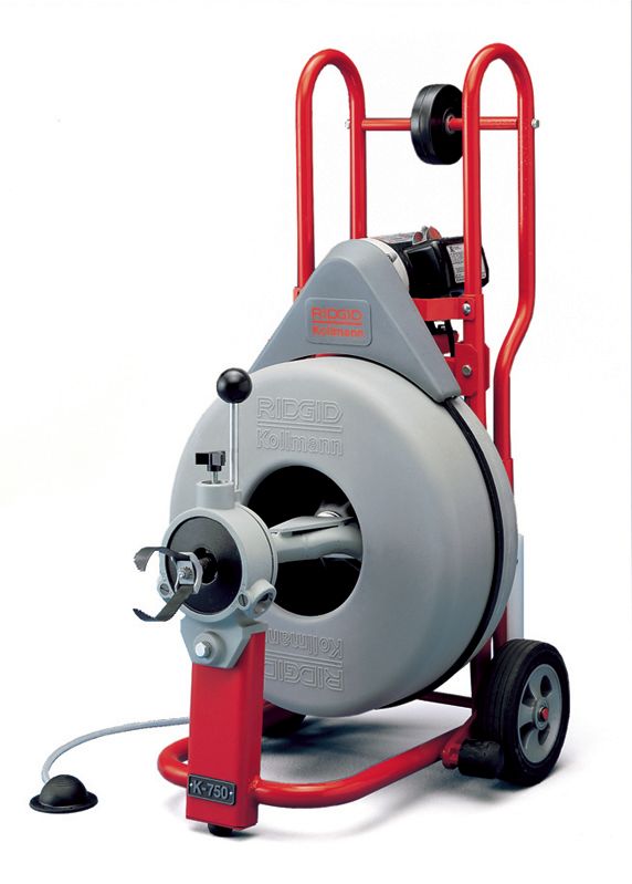 RIDGID® 51402 K-750 Drum Drain Cleaning Machine Kit, 3 to 6 in Drain Line, 150 ft Max Run, 1/2 hp, 115 VAC
