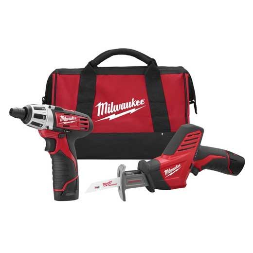 Milwaukee® M12™ 2490-22 Cordless Combination Kit, Tools: Reciprocating Saw/Screwdriver, 12 V DC, 1.5 Ah Lithium-Ion