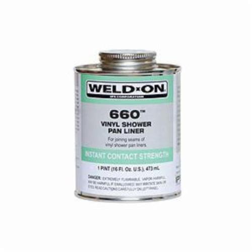 Weld-On® 660™ 10835 Shower Pan Liner Solvent Cement, 1 pt Container, Clear, For Use With Plastic Pipe