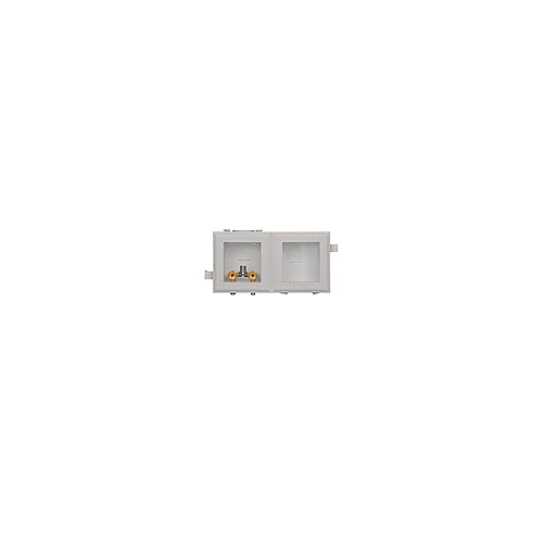 Water-Tite MultiBox™ 82912 Washing Machine Outlet Box With Quarter Turn Valve, Auxiliary Drain Box, PVC, Domestic