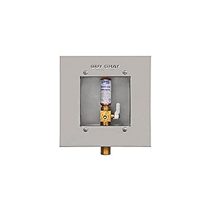 Guy Gray™ 88527 Mini Ice Maker Outlet Box With Quarter Turn Hammer Arrester Valve, Stainless Steel, Brass Plated, Domestic