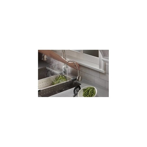 Insinkerator® Indulge™ 44252G FHC1100 Contemporary Instant Hot and Cool Water Dispenser Faucet, Residential, High-Arc Swivel Spout, Gloss Black, 2 Handles, Import