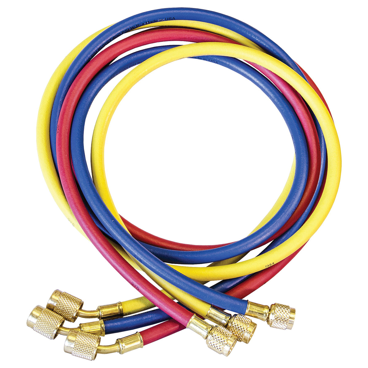 JB Industries Kobra® CCLS5-60 3-Piece Enviro-Safe Charging Hose Set With Secure Seal Fitting, 1/4 in, 60 in L, 800 psi, Kevlar®, Domestic