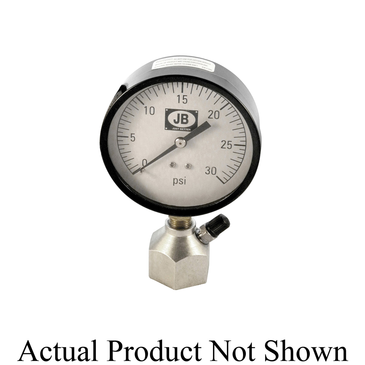 JB Industries GTBG-16 Gas Test Gauge, 0 to 30 lb, 3/4 in Bell End Connection, 3-1/2 in Dial