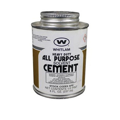 WHITLAM® AP8 All Purpose Heavy Duty Low VOC Medium Body Solvent Cement, 0.5 pt Container, Clear