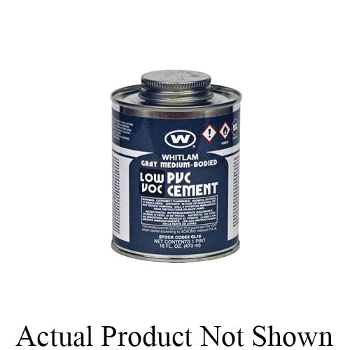 WHITLAM® GL1 Low VOC Medium Body PVC Cement, 1 gal Container, Gray