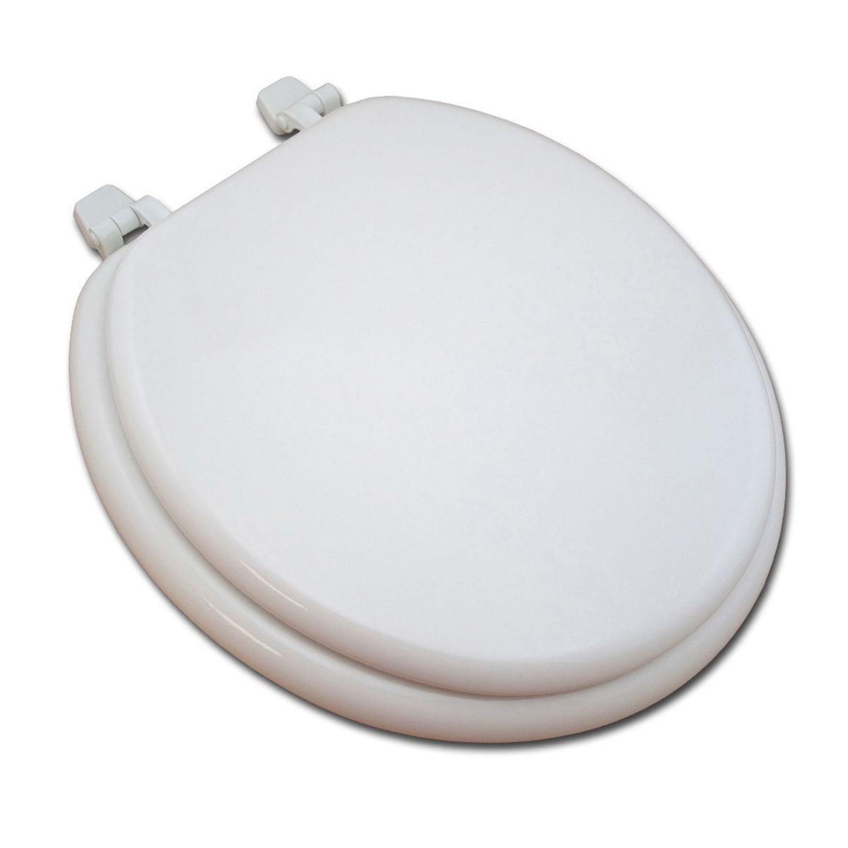 Jones Stephens™ Comfort™ C001WD00 Standard Toilet Seat With Cover, Round Bowl, Closed Front, Wood, White