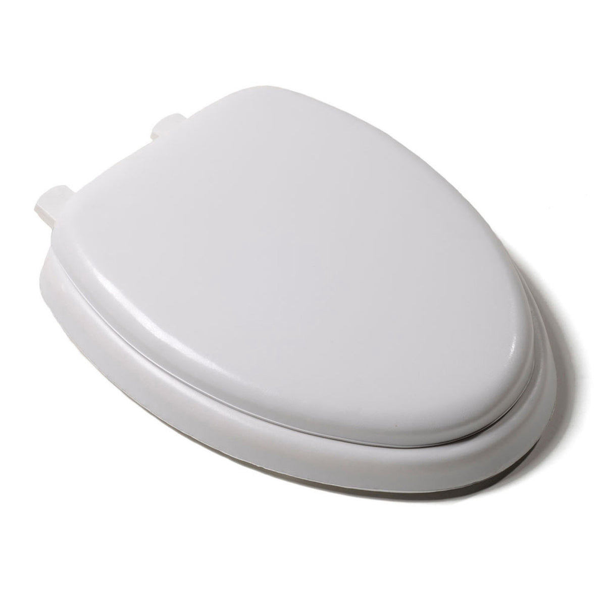 Jones Stephens™ Comfort™ C3B5E200 Deluxe Toilet Seat With Cover and Wood Core, Elongated Bowl, Closed Front, Vinyl, White