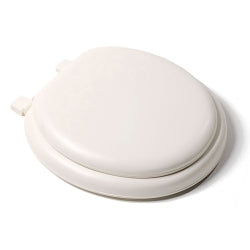 Jones Stephens™ Comfort™ C3B5R201 Deluxe Toilet Seat With Cover and Wood Core, Round Bowl, Closed Front, Vinyl, Adjustable Hinge, Bone
