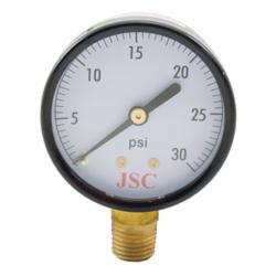 Jones Stephens™ G60030 Pressure Gauge, 0 to 30 psi, 1/4 in MNPT Connection, 2 in Dial, 2.5-2 %