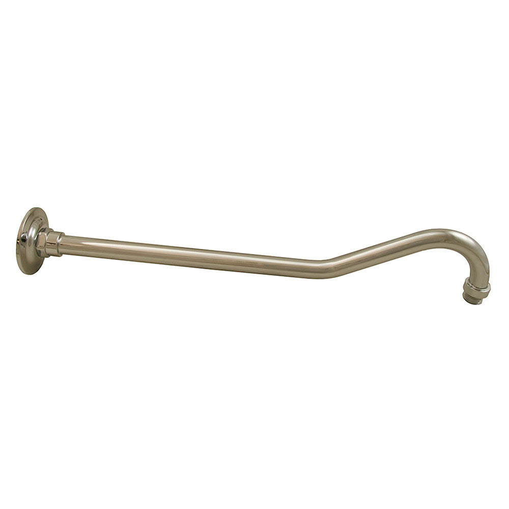 Raised Bend Shower Arm with Flange - Brass