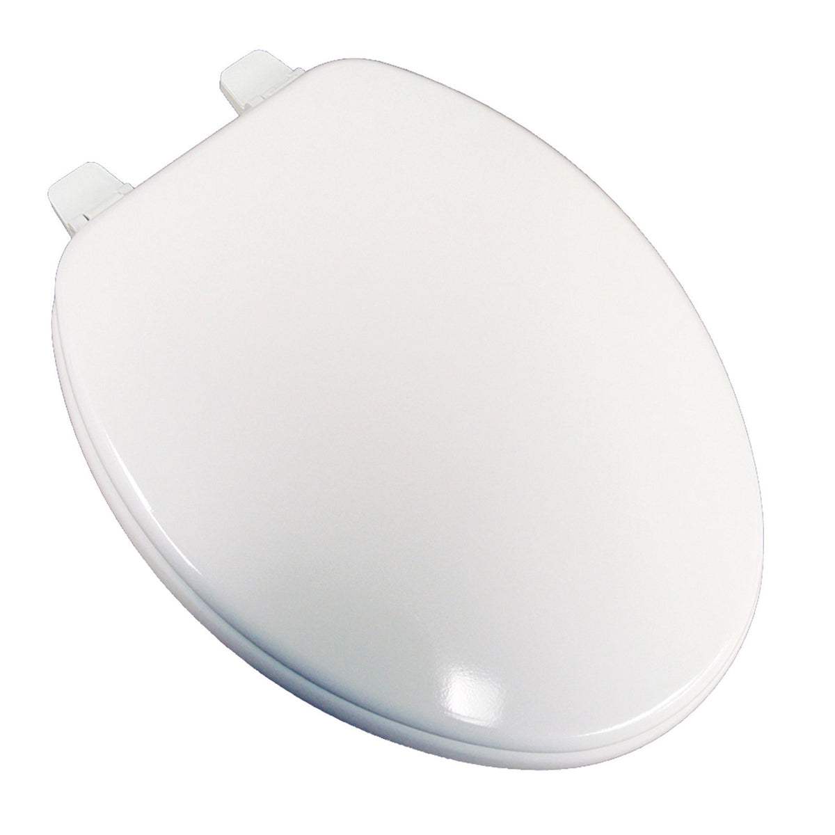 Jones Stephens™ Comfort™ U004WD00 Utility Grade Toilet Seat With Cover, Elongated Bowl, Closed Front, Wood, White