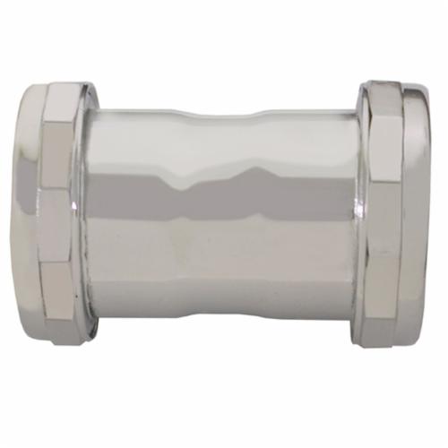 Jones Stephens™ T74002 Double Pipe Coupling, 1-1/2 in Slip Joint, 22 ga, Brass, Polished Chrome