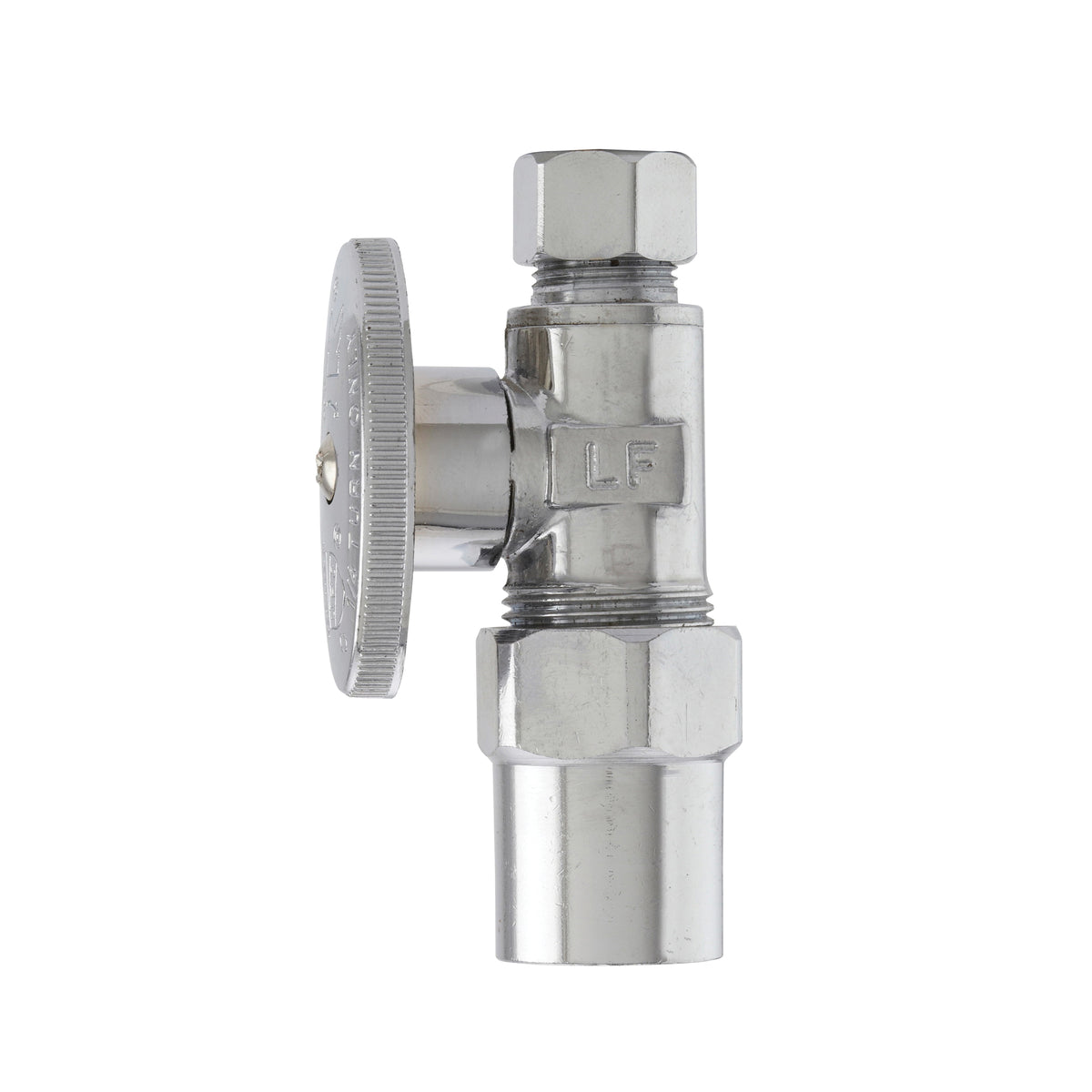 PlumbPak® 2881PCLF Straight High Quality 1/4 Turn Valve, 1/2 x 3/8 in Nominal, CPVC x Compression End Style, Solid Brass Body, Polished Chrome, Import