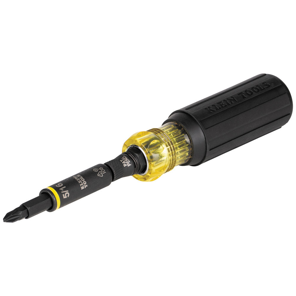 Klein® 32500HD 11-in-1 Nutdriver, 1/2, 3/8, 5/16, 1/4 in, Yellow/Black Cushion Grip Handle
