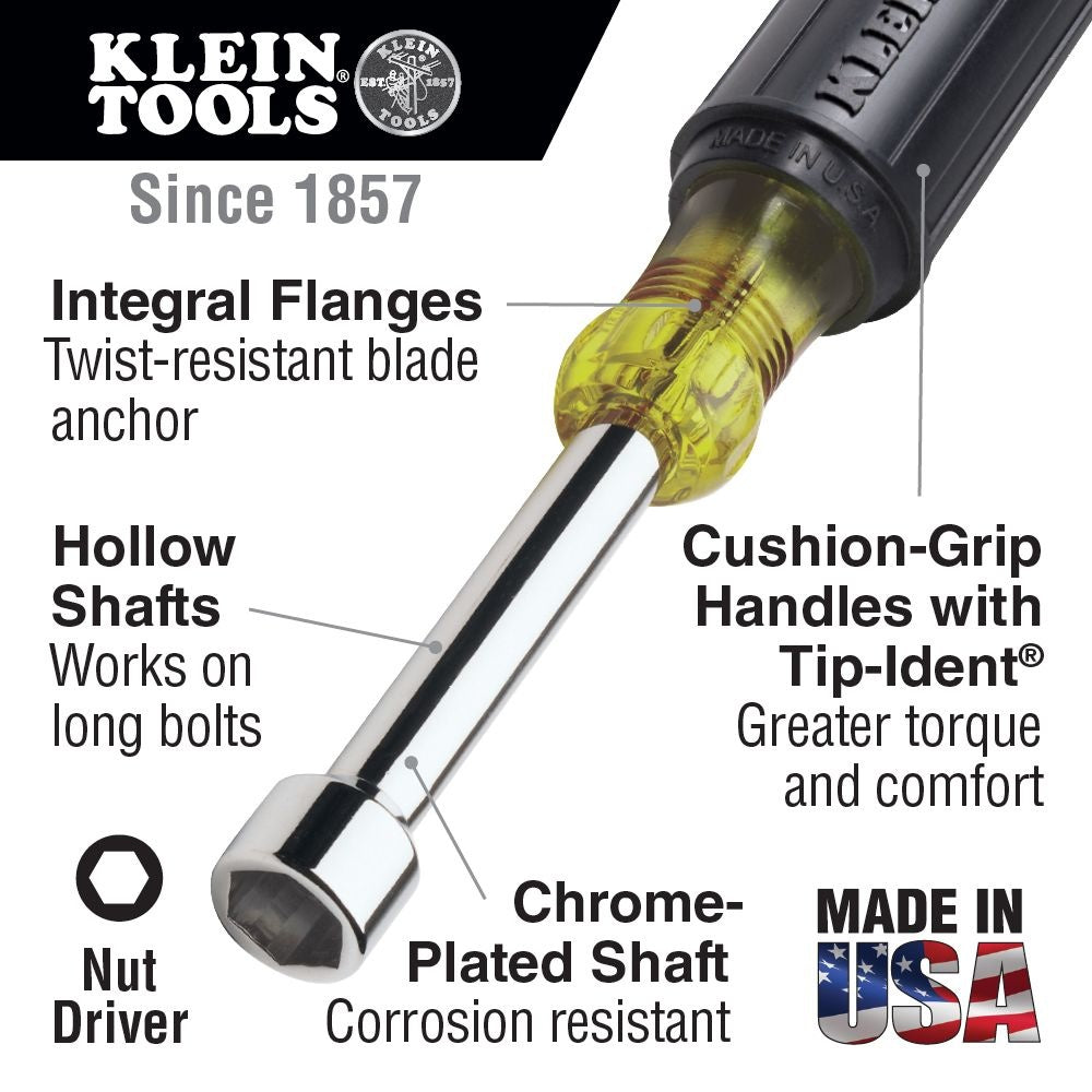 Hex Heavy Duty Nutdriver Set - Polished Chrome - 7 Pieces
