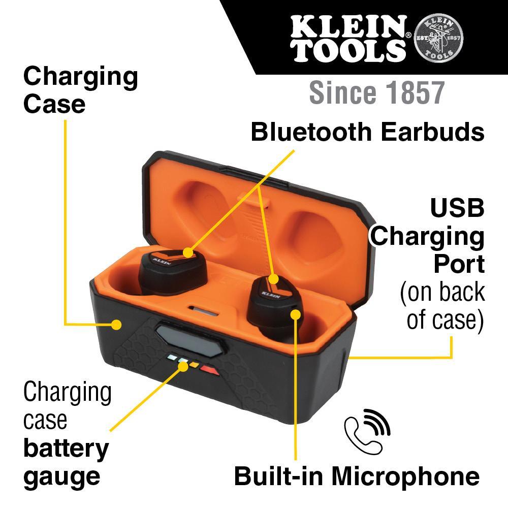 Klein® AESEB1 BAT Wireless Earbuds, Li-Ion Battery