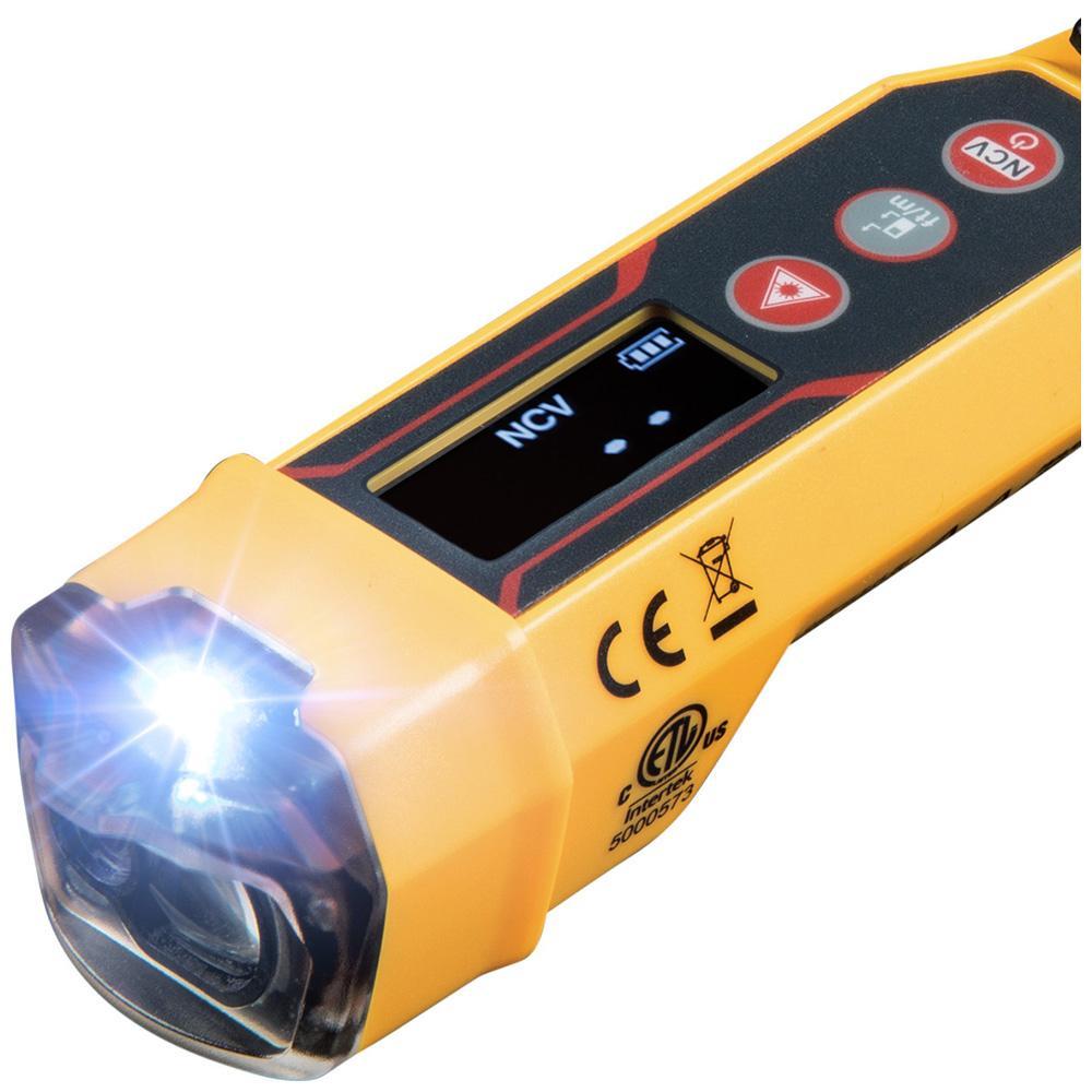 Klein® NCVT-6 Non-Contact Voltage Tester With Laser Distance Meter, 630 to 670 nm, (2) 1.5 V DC AAA Alkaline Batteries, 12 to 1000 VAC Max Measurable