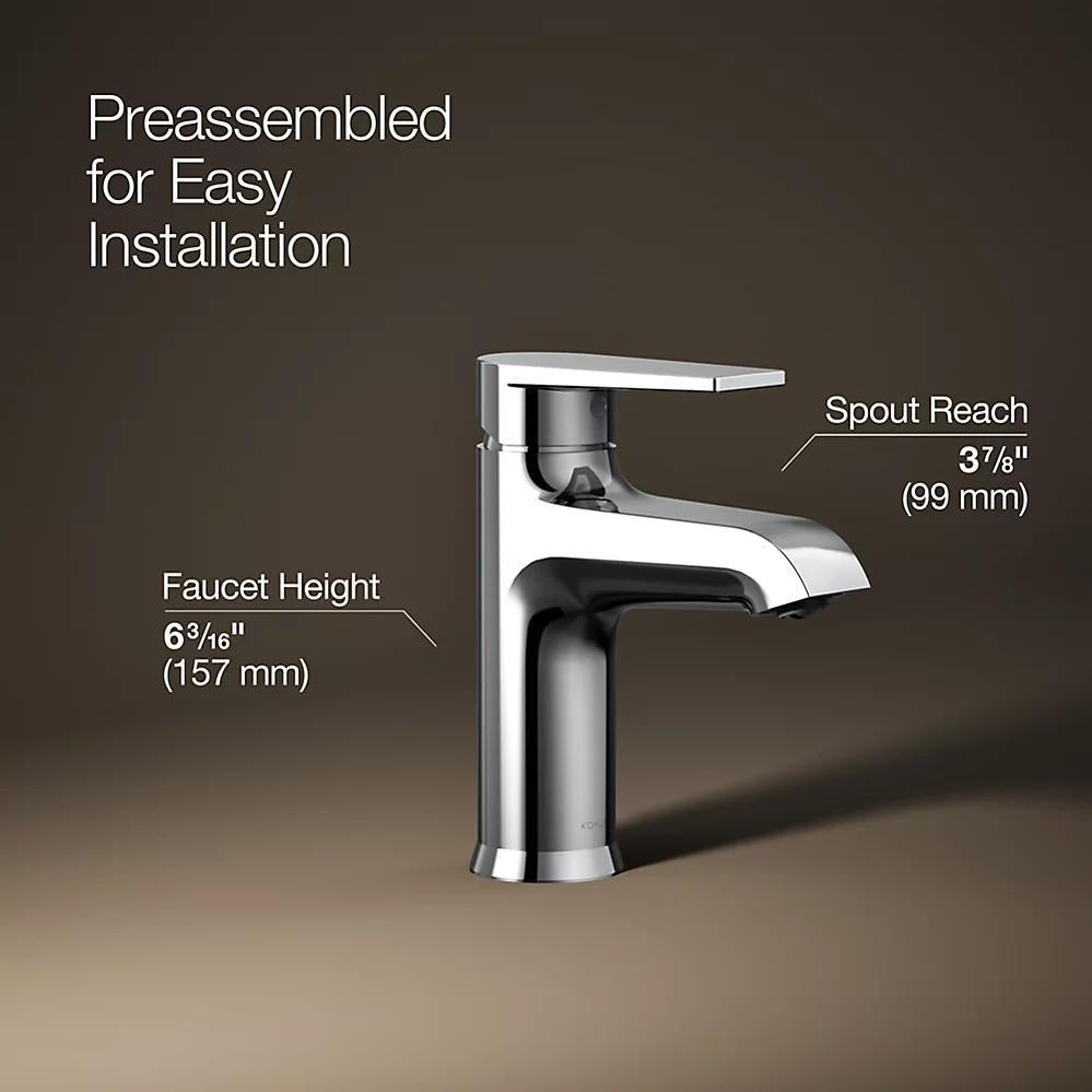 Bathroom Sink Faucet, 6-3/16 in H x 1-7/8 in W x 3-7/8 in L