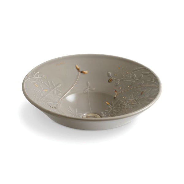 Conical Bell - 16-1/4" Vessel Bathroom Sink with Gold Accent