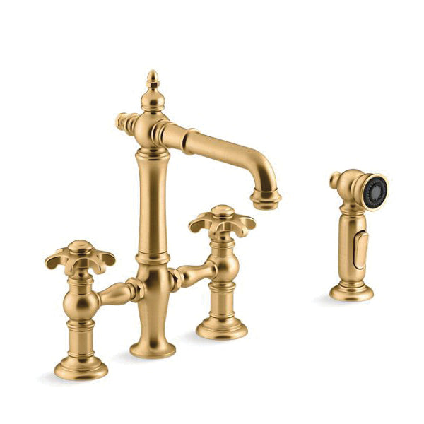 Artifacts - Bridge Kitchen Sink Faucet - 12-9/16" H - Brass